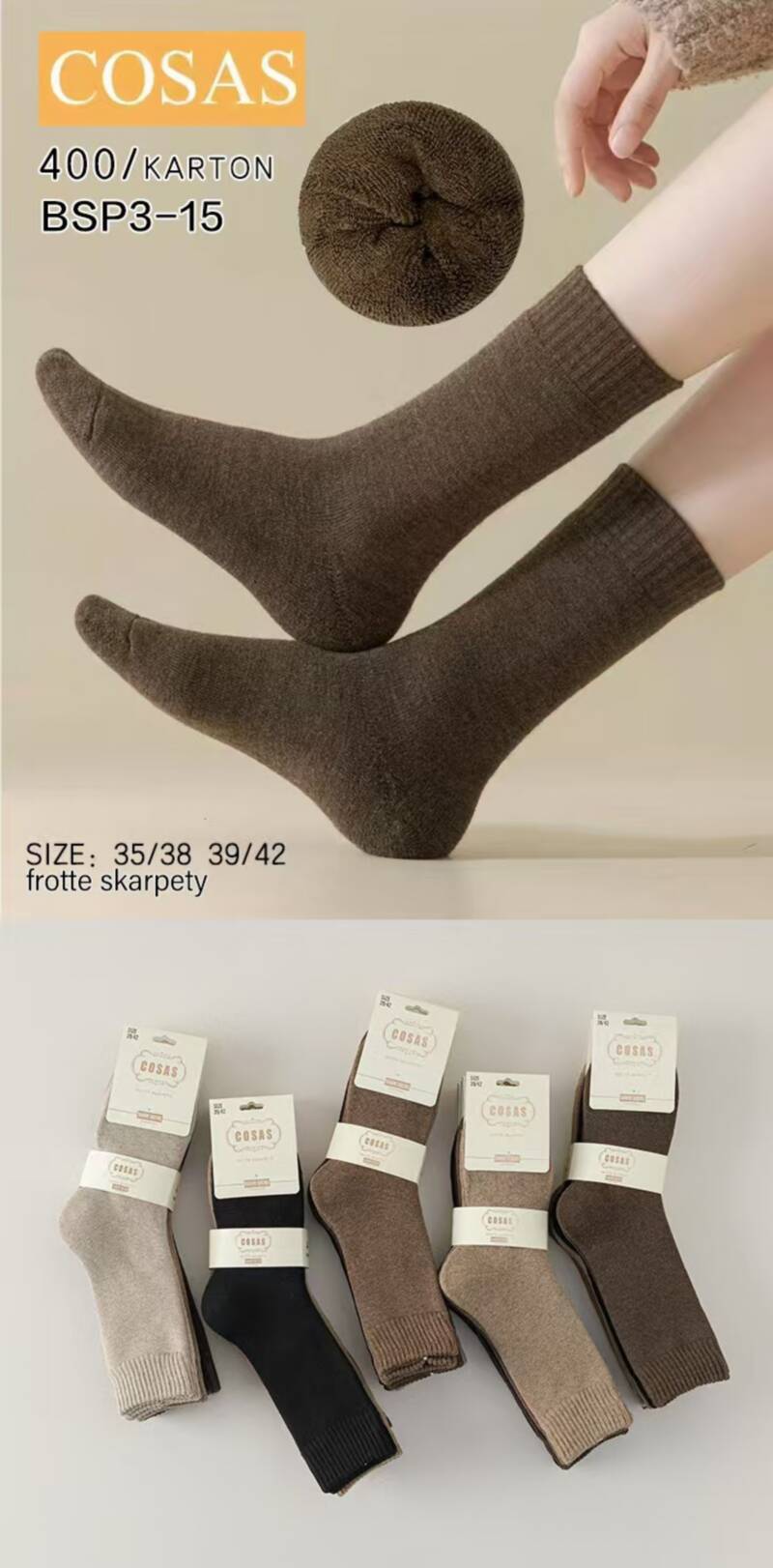 Skarpety damskie Roz 35-42, Mix kolor Paczka 40 szt